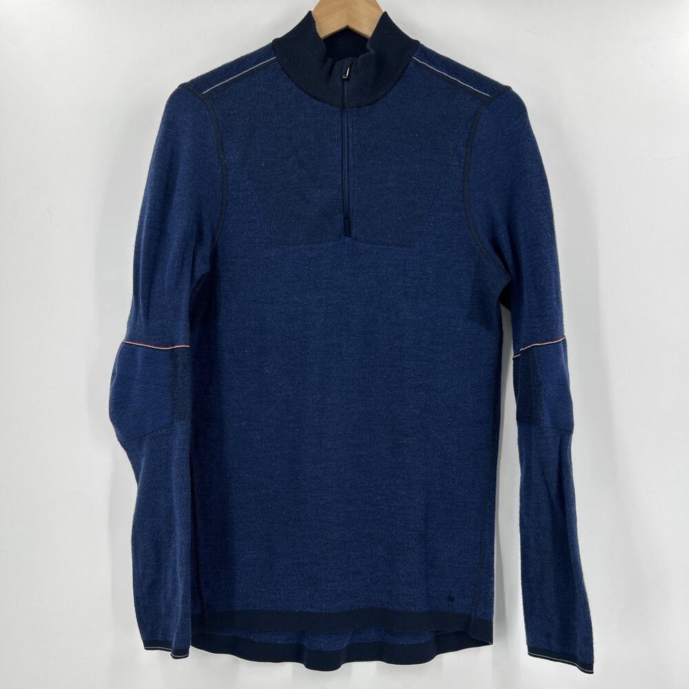Smartwool Intraknit Thermal Shirt Mens Size S Navy Merino 250 1/4 Zip Base Layer